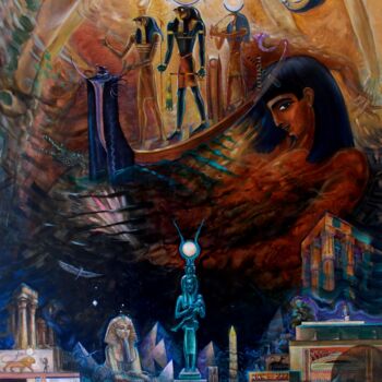 Картина под названием "Египет" - Varu Kadis, Подлинное произведение искусства, Масло Установлен на Деревянная рама для носил…