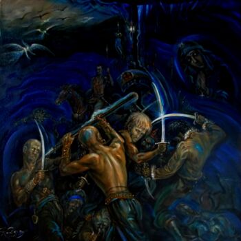 Peinture intitulée "Вечный бой" par Varu Kadis, Œuvre d'art originale, Huile Monté sur Châssis en bois