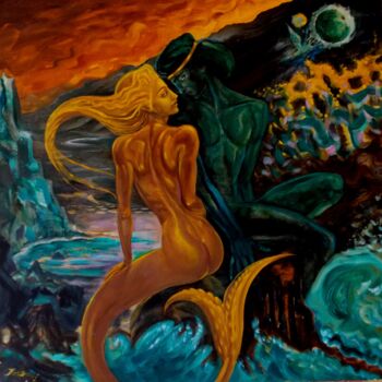 Peinture intitulée "Золотая рыбка" par Varu Kadis, Œuvre d'art originale, Huile
