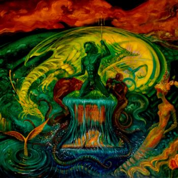 Malerei mit dem Titel "Нептун" von Varu Kadis, Original-Kunstwerk, Öl Auf Keilrahmen aus Holz montiert