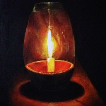 Painting titled "Night Lantern" by Varun N Rao, Original Artwork, Acrylic