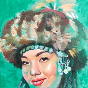 Картина под названием "Kyrgyz Beauty Oil p…" - Varvara Maximova, Подлинное произведение искусства, Масло Установлен на Дерев…