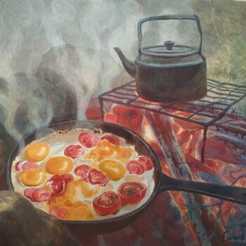 Schilderij getiteld "Завтрак" door Varvara Salivan, Origineel Kunstwerk, Aquarel