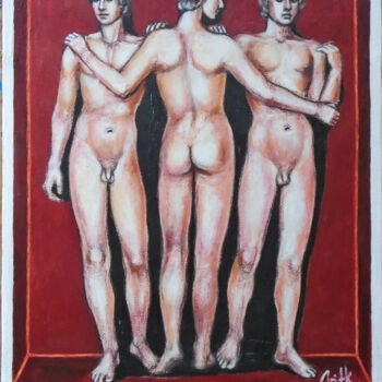 Malarstwo zatytułowany „The Three Graces” autorstwa Varvara Vitkovska, Oryginalna praca, Akryl Zamontowany na Karton