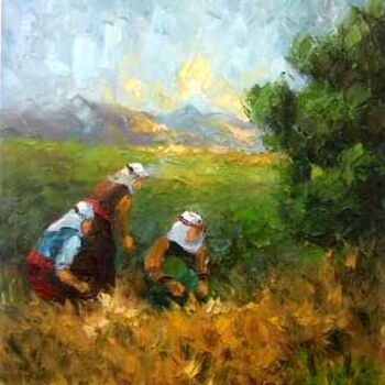 Peinture intitulée "Tarlada çalışanlar" par Ali Yagcı, Œuvre d'art originale