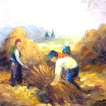 Painting titled "hasat zamanı 2" by Ali Yagcı, Original Artwork