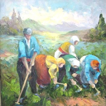 Painting titled "Tarlada çalışanlar 4" by Ali Yagcı, Original Artwork