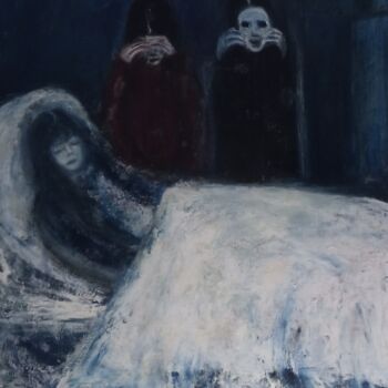 Peinture intitulée "The dead girl" par Vasia Perrou, Œuvre d'art originale, Huile