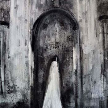 Painting titled "Girl ghost dark art" by Vasia Perrou, Original Artwork, Acrylic