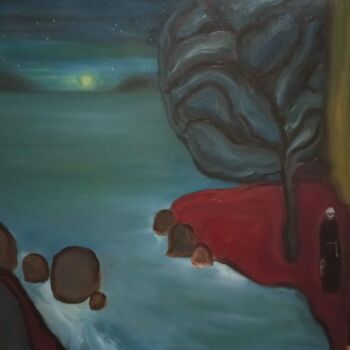 Картина под названием "Calm night" - Vasia Perrou, Подлинное произведение искусства, Масло
