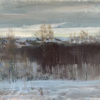 Pittura intitolato "Winter near Minsk" da Vasil Sumarau, Opera d'arte originale, Acrilico