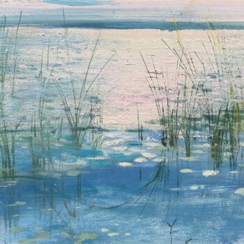 Картина под названием "On Braslav Lake." - Vasil Sumarau, Подлинное произведение искусства, Масло Установлен на картон
