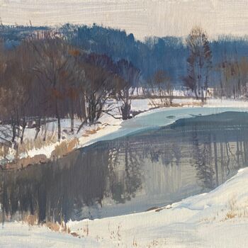 Картина под названием "Winter in Drozdy." - Vasil Sumarau, Подлинное произведение искусства, Масло