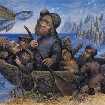 Malerei mit dem Titel "Искатели жемчуга 2" von Vasilii Pochitskii (Dr Klein), Original-Kunstwerk, Öl Auf Keilrahmen aus Holz…