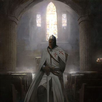 Arts numériques intitulée "The Knight Templar-…" par Vasiliki Trocheila, Œuvre d'art originale, Peinture numérique
