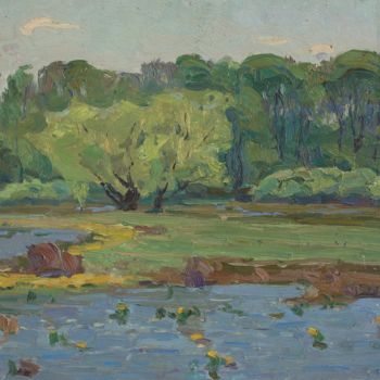 Painting titled "Willows in spring" by Vasiliy Strigin, Original Artwork, Oil