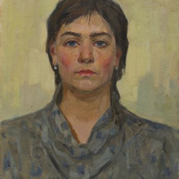 Painting titled "Portrait of Ludmila" by Vasiliy Strigin, Original Artwork, Oil