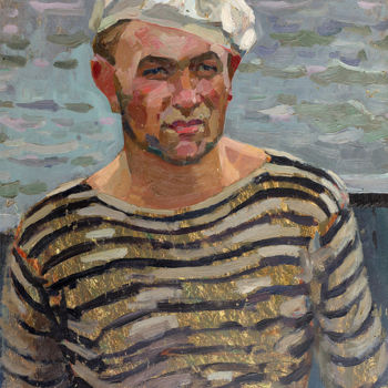 Peinture intitulée "Sailor-mechanic of…" par Vasiliy Strigin, Œuvre d'art originale, Huile