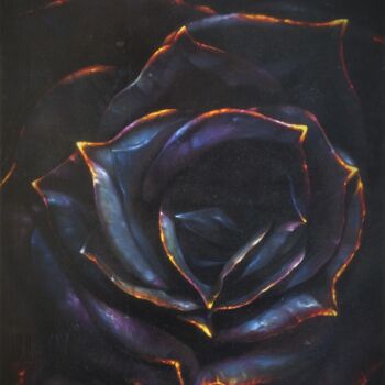 Картина под названием "Black Rose" - Vasily Luchkiv, Подлинное произведение искусства, Масло