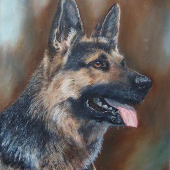 "German shepherd por…" başlıklı Tablo Vasily Velgan tarafından, Orijinal sanat, Petrol