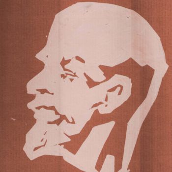 Dessin intitulée "В.И. Ленин на карто…" par Vasily Wavetrk (Vasilii Veshnev), Œuvre d'art originale, Marqueur