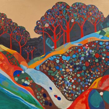 Pintura intitulada "Fractal landscape" por Vasko Delev, Obras de arte originais, Acrílico