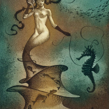 Incisioni, stampe intitolato "Calypso" da Vesselin Vassilev, Opera d'arte originale, Acquaforte
