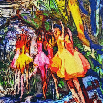 Artes digitais intitulada "Forest ballerinas" por Vasyl Lyalyuk, Obras de arte originais, Pintura digital