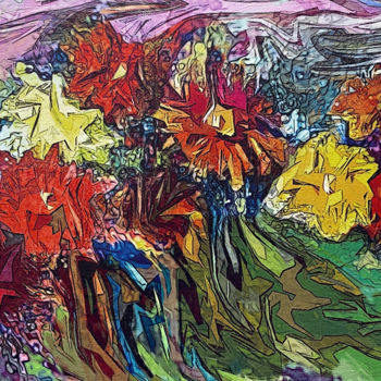 数字艺术 标题为“Emotions of flowers” 由Vasyl Lyalyuk, 原创艺术品, 数字油画 安装在木质担架架上