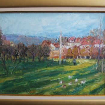 Painting titled "summer sunset" by Vasyl, Original Artwork, Oil