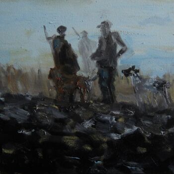Malarstwo zatytułowany „Hunting. Misty morn…” autorstwa Vasyl, Oryginalna praca, Olej