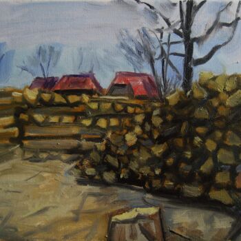 Malerei mit dem Titel "Back yard" von Vasyl, Original-Kunstwerk, Öl