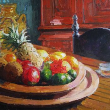 Pittura intitolato "Tropical fruits 2" da Vasyl, Opera d'arte originale, Olio