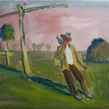 Картина под названием "Sunset at the villa…" - Vasyl, Подлинное произведение искусства, Масло