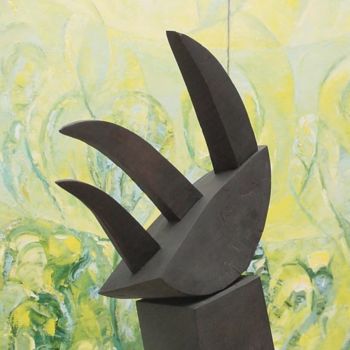 Escultura intitulada "black orchid" por Vasyl, Obras de arte originais, Madeira