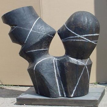 Sculpture titled "the kiss" by Vasyl, Original Artwork, Wood