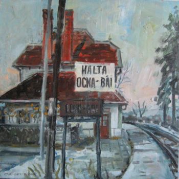 Painting titled "old railway station" by Vasyl, Original Artwork