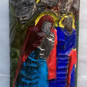 Sculpture titled "Relief semicircular" by Vasyl, Original Artwork, Wood