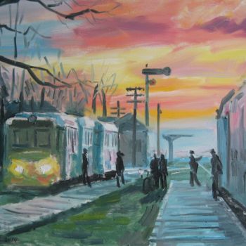 Pintura intitulada "early train" por Vasyl, Obras de arte originais