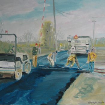 Pintura intitulada "road workers" por Vasyl, Obras de arte originais