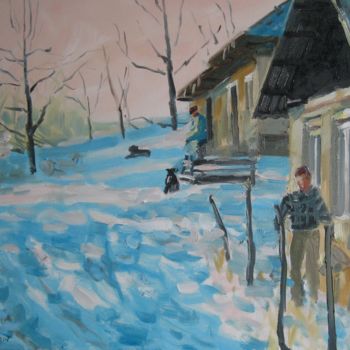 Peinture intitulée "winter morning" par Vasyl, Œuvre d'art originale, Huile