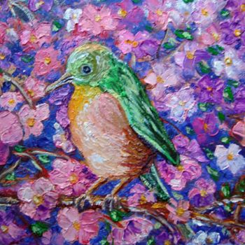 Картина под названием "Spring Bird" - Василий Федюшин, Подлинное произведение искусства, Масло