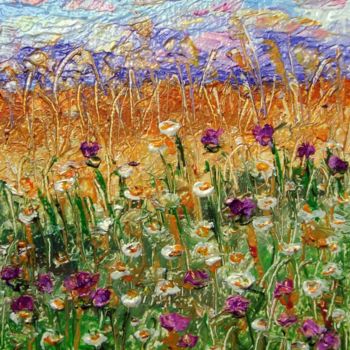 Painting titled "Field of Flowers" by Vasilii Fediushin, Original Artwork, Oil