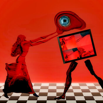 Цифровое искусство под названием "Surveillance Love" - Vava Venezia, Подлинное произведение искусства, Фотомонтаж Установлен…