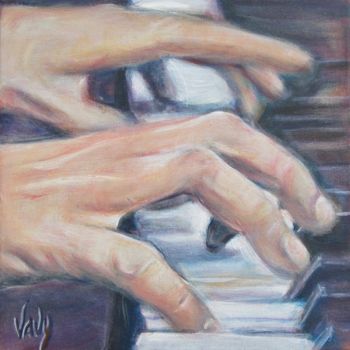 Painting titled "MAINS AU PIANO" by Vavy, Original Artwork