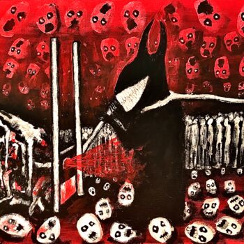 Pittura intitolato "Queue to hell" da Vaxo Lang, Opera d'arte originale, Acrilico