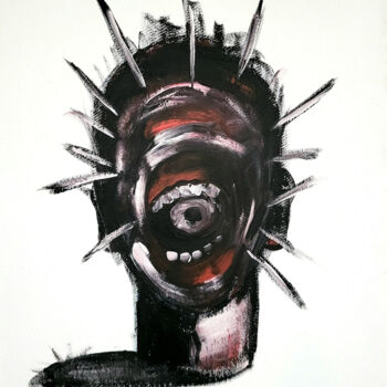Painting titled "Head of freedom" by Vaxo Lang, Original Artwork, Acrylic