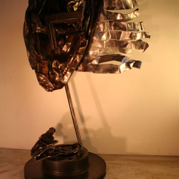 Sculpture titled "cheveux au vent" by Eric Barque, Original Artwork, Metals