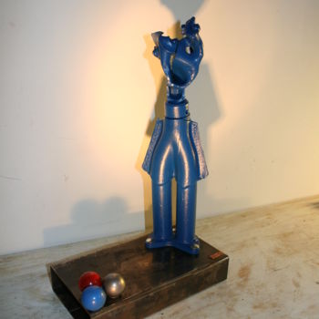 Sculpture titled "la pétanque du same…" by Eric Barque, Original Artwork, Metals