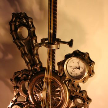 Sculpture intitulée "guitare 8 cordes" par Eric Barque, Œuvre d'art originale, Métaux